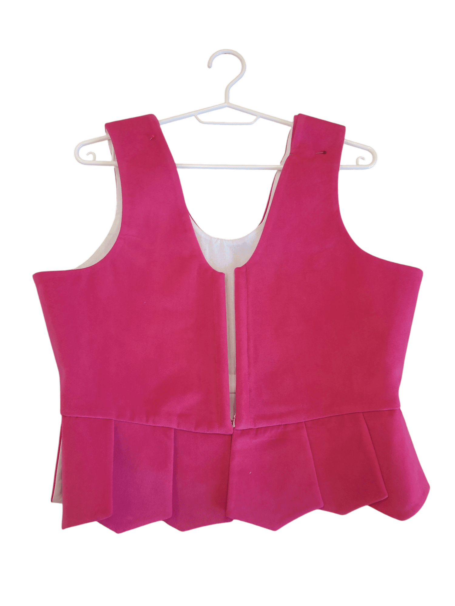 Gorset podhalański welurowy — pudrowy róż, gładki