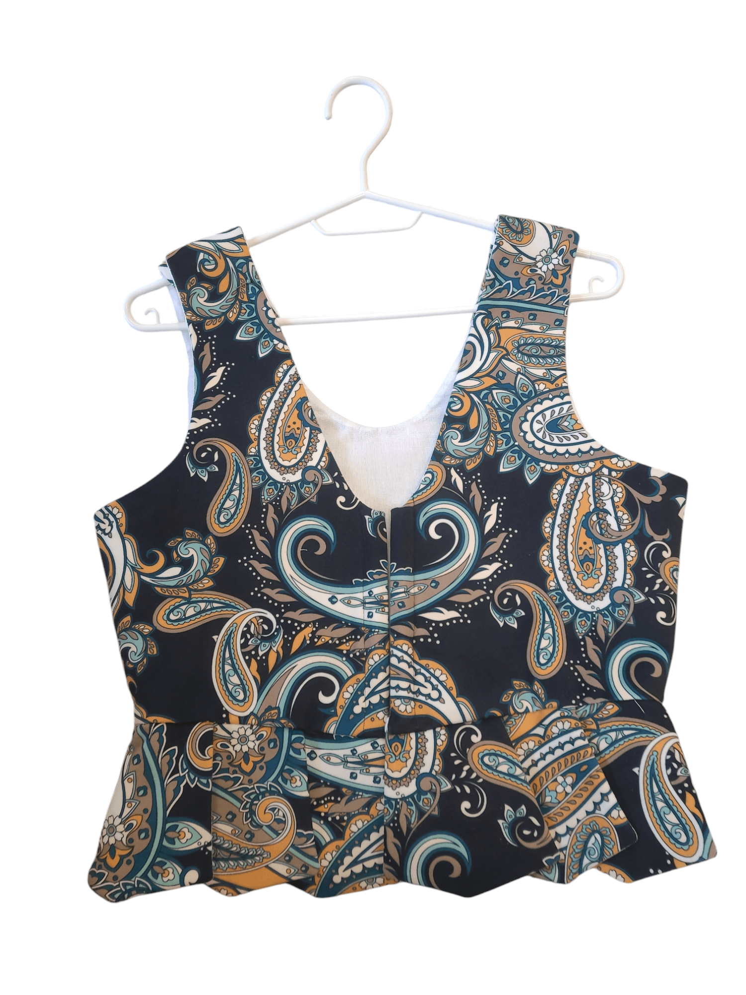 Gorset podhalański z chusty folkowej — granat z paisley