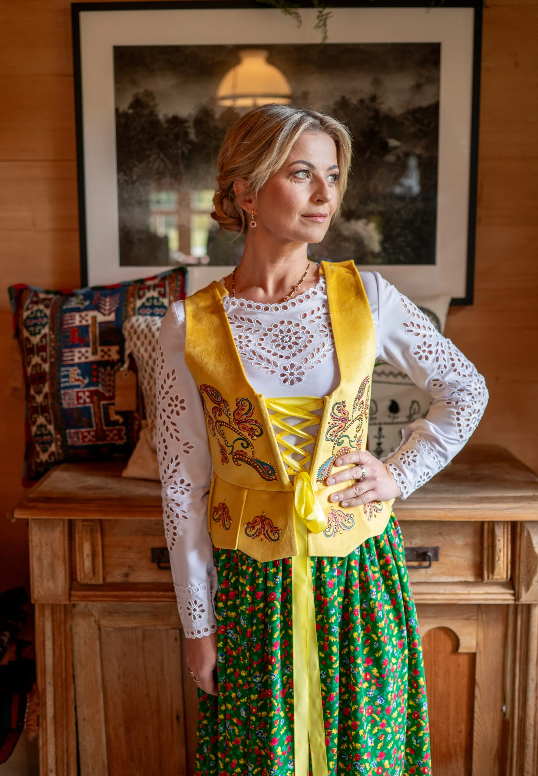 Spódnica góralska siecka — zielona