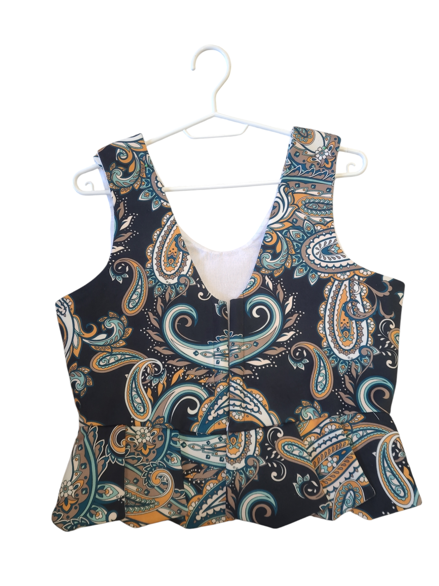 Gorset podhalański z chusty folkowej — granat z paisley